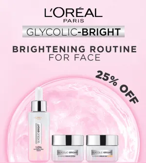 Glycolic Bright Glowing Day Cream SPF 17, Night Cream & Face Serum Trio