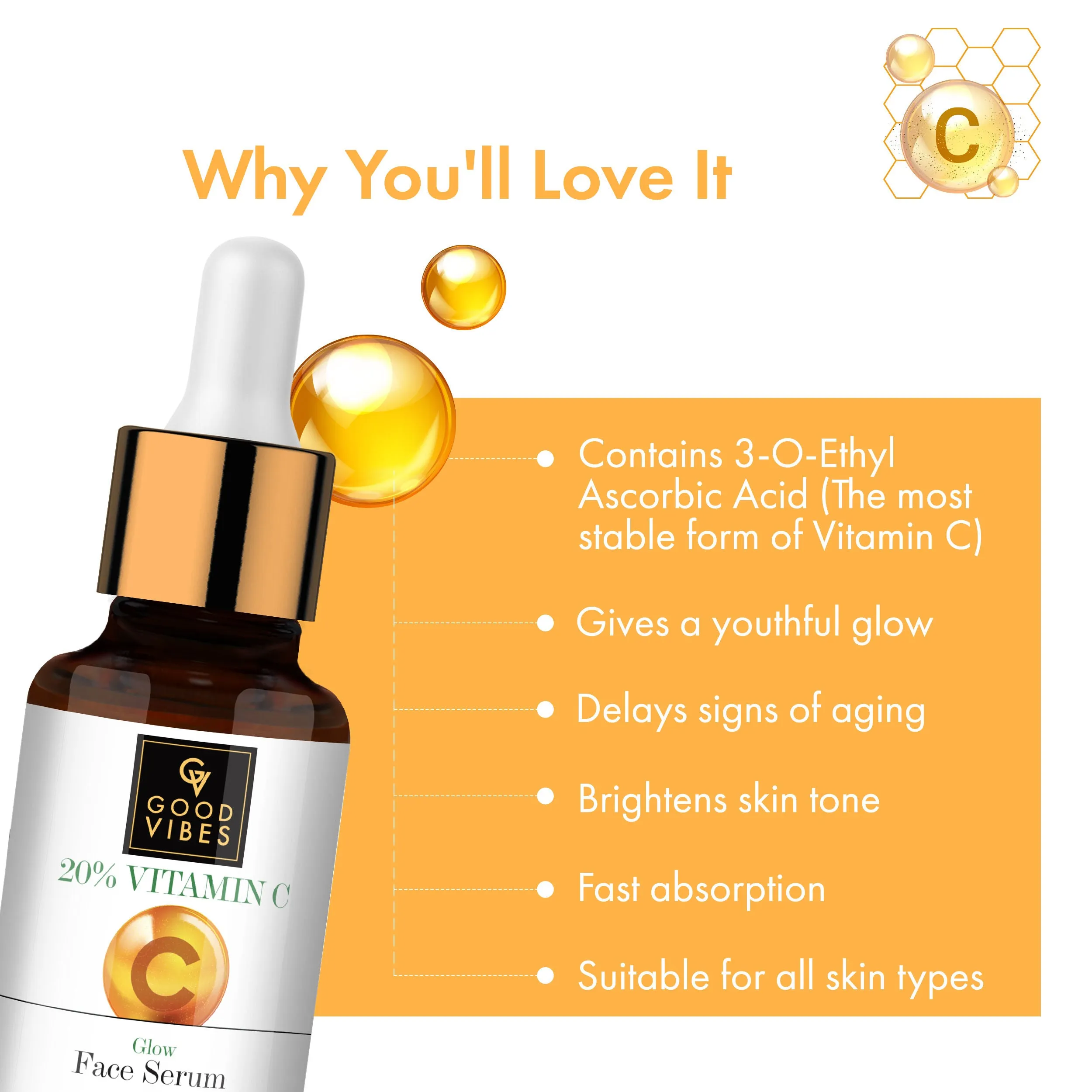 Good Vibes 20% Vitamin C Glow Face Serum (10 ml)