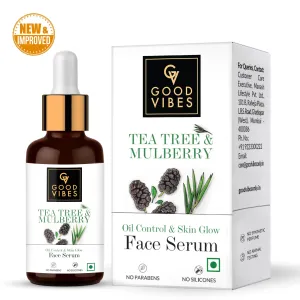 Good Vibes Tea Tree   Mulberry Skin Glow & Oil Control Serum | Anti-Ageing| With Castor Oil | No Parabens, No Sulphates, No Silicones (30 ml)