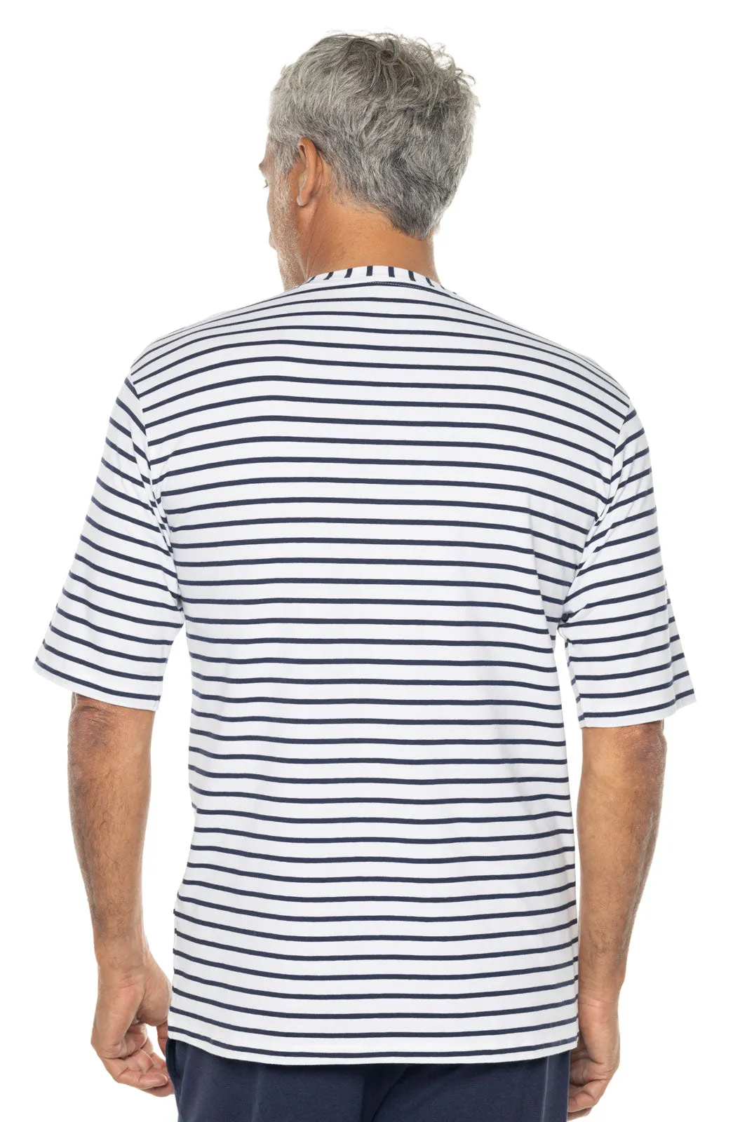 Men's Morada Everyday Short Sleeve T-Shirt | White/Navy Stripe